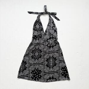 Just Polly Bandana Print Halter Mini Dress, Size Jr Large (Fits Small)